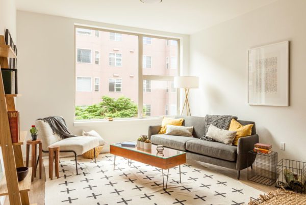 Renters Insurance - Modern Apartment with Geometric Shapes